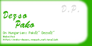 dezso pako business card